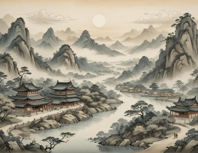 Make a picture ink wash painting style