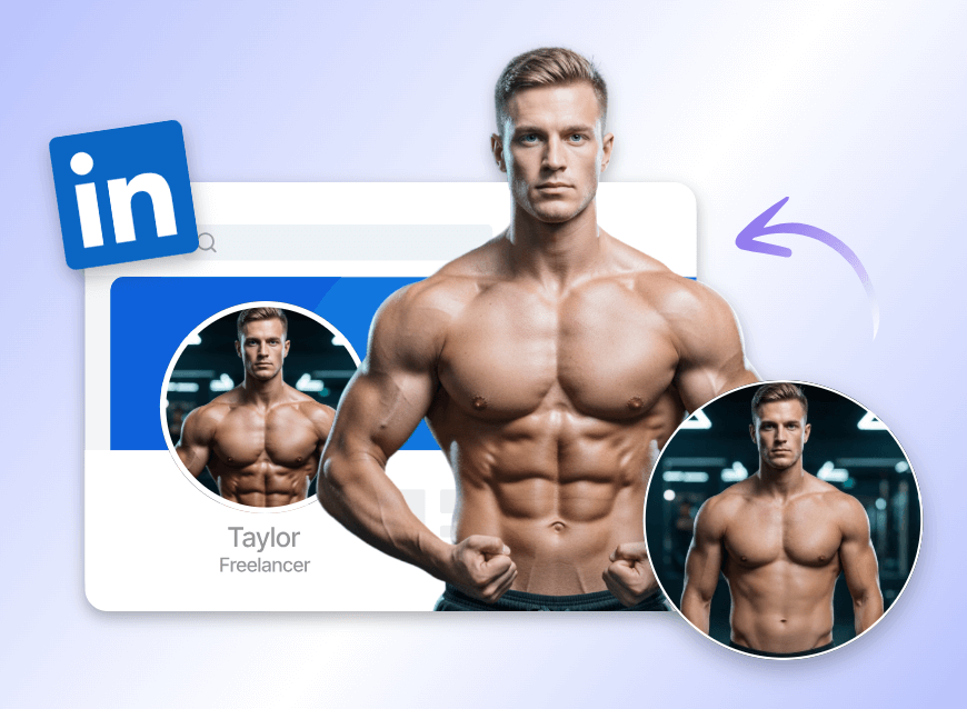 Make a six pack photo from an ordinary male picture and use it as a linkdin pfp