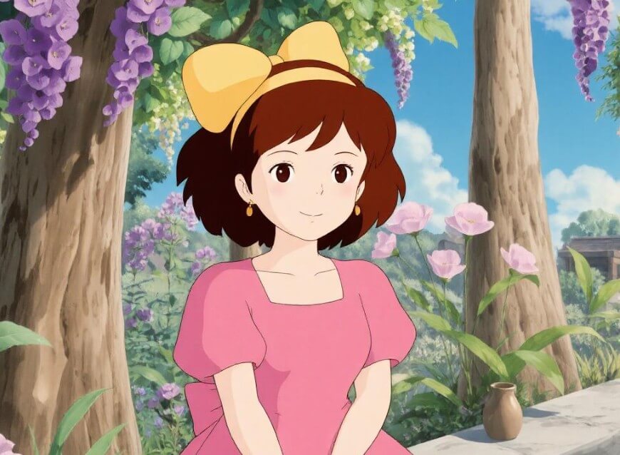 Crie uma garota como um personagem de desenho animado com ai