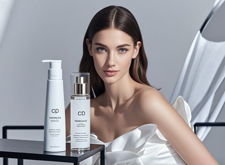 Crie imagens de produtos de cuidados com a pele com o gerador de imagens clipfly ai girl