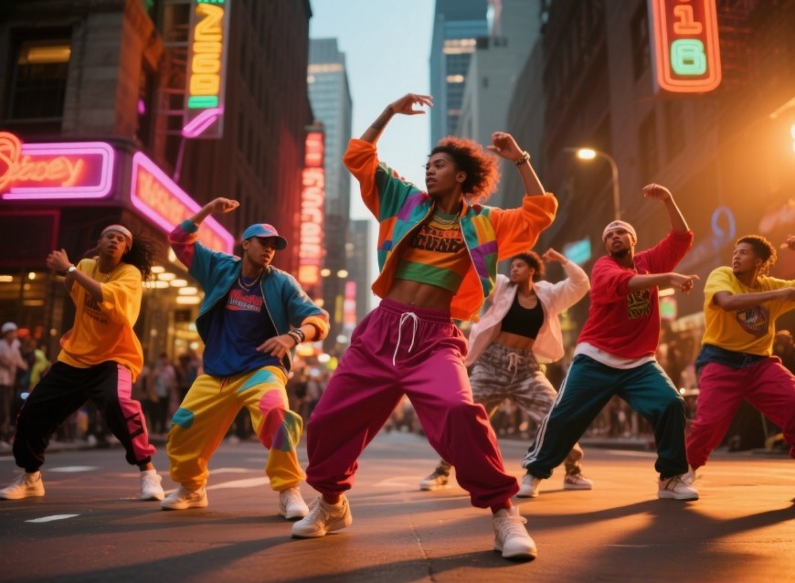 Make trap phonk for street culture featuring a group of people dancing