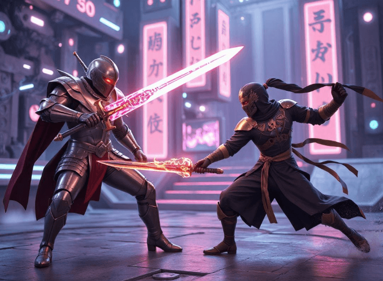 Make two game characters fight with ai fight simulator