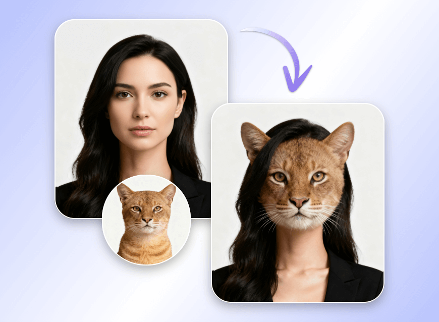 Morph face with a cat