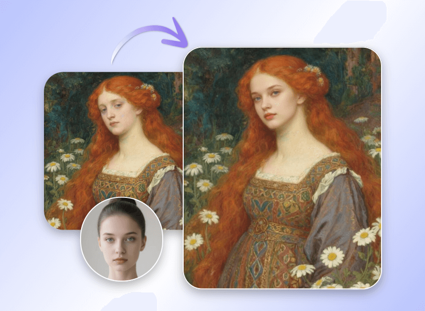 Morph face with a piece of artwork