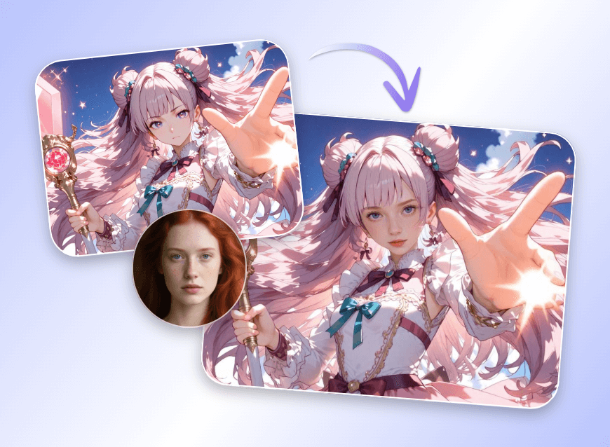 Morph face with an anime character