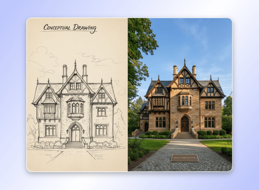 Le générateur d'image IA Nano Banana Pro transforme un plan architectural en un bâtiment réaliste