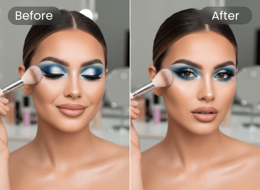 女性インフルエンサーの写真で目を開ける