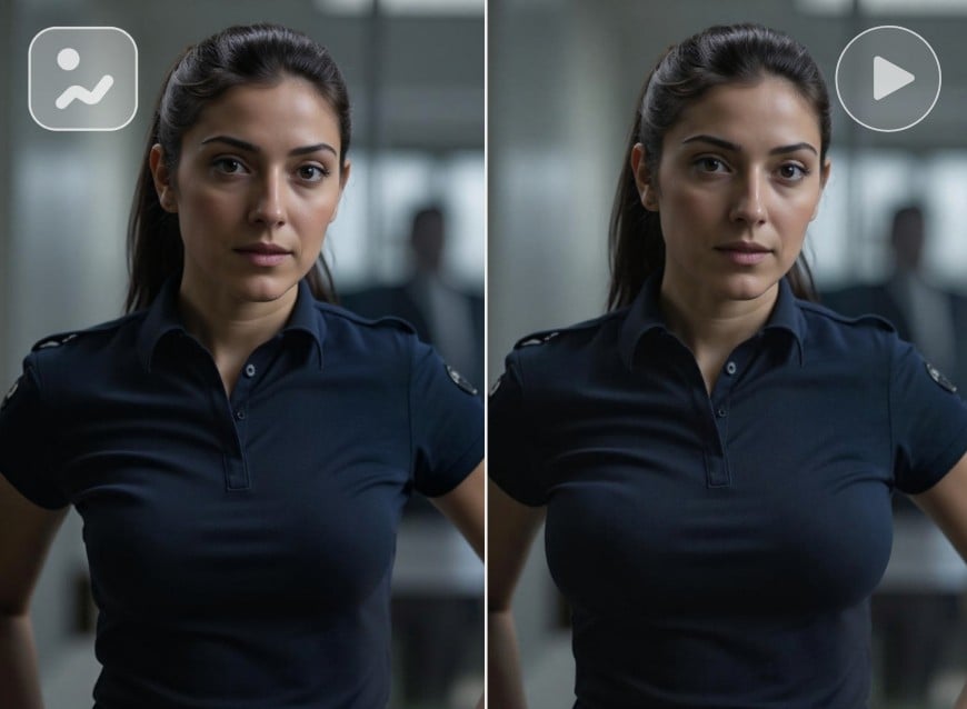 Police officer breast expansion effect