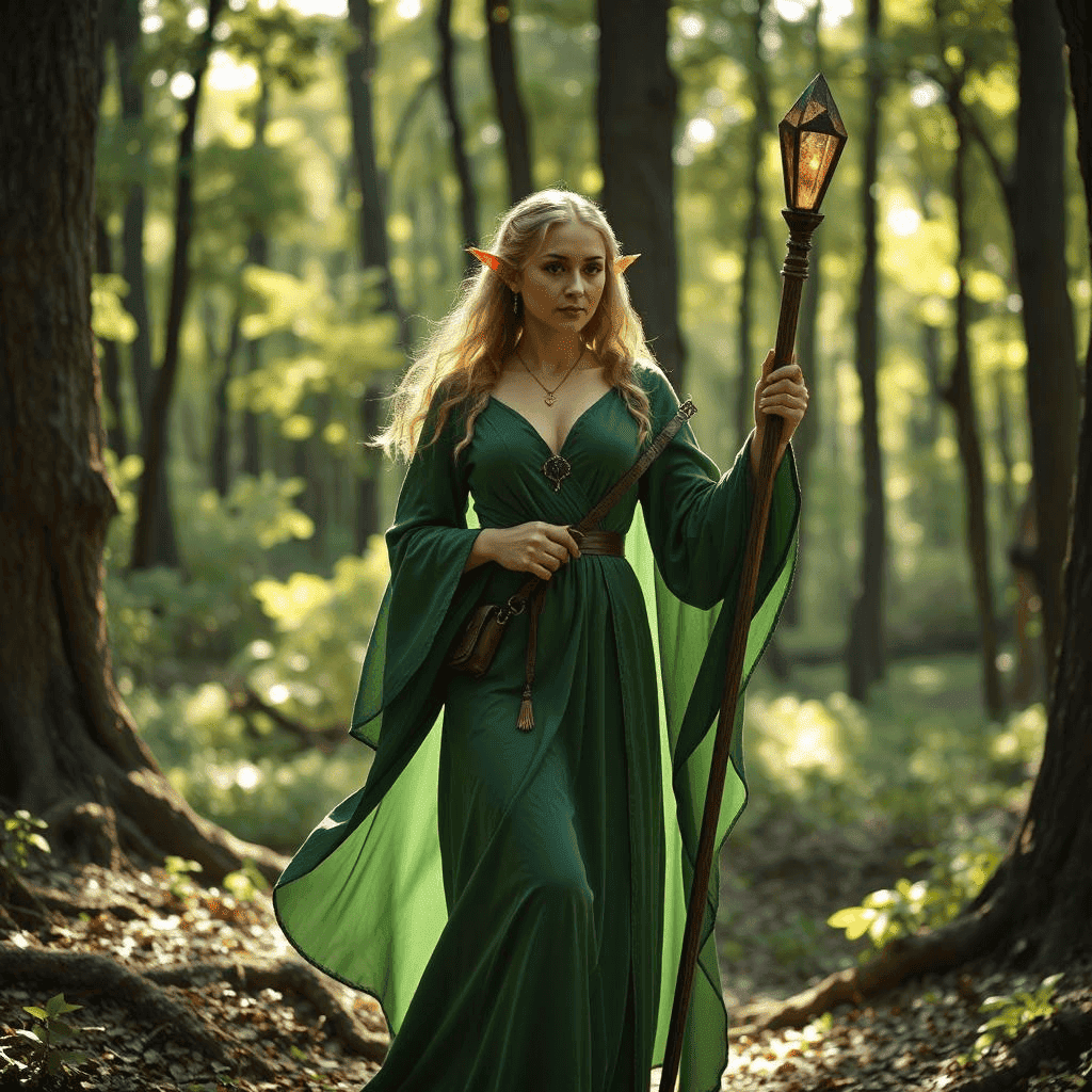 Realistic female fairy character in a forest