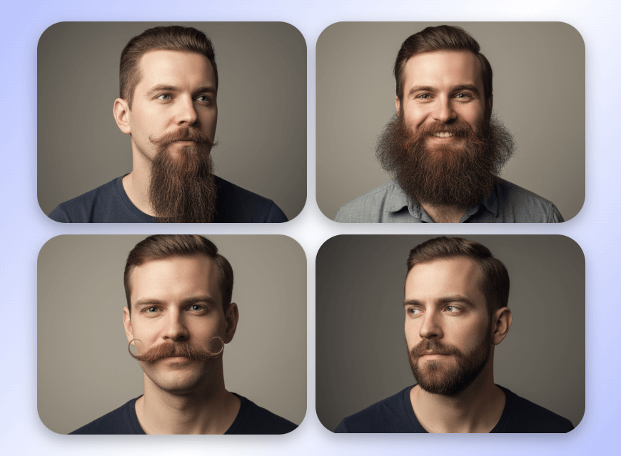 Remove a mans beard and apply different beard styles