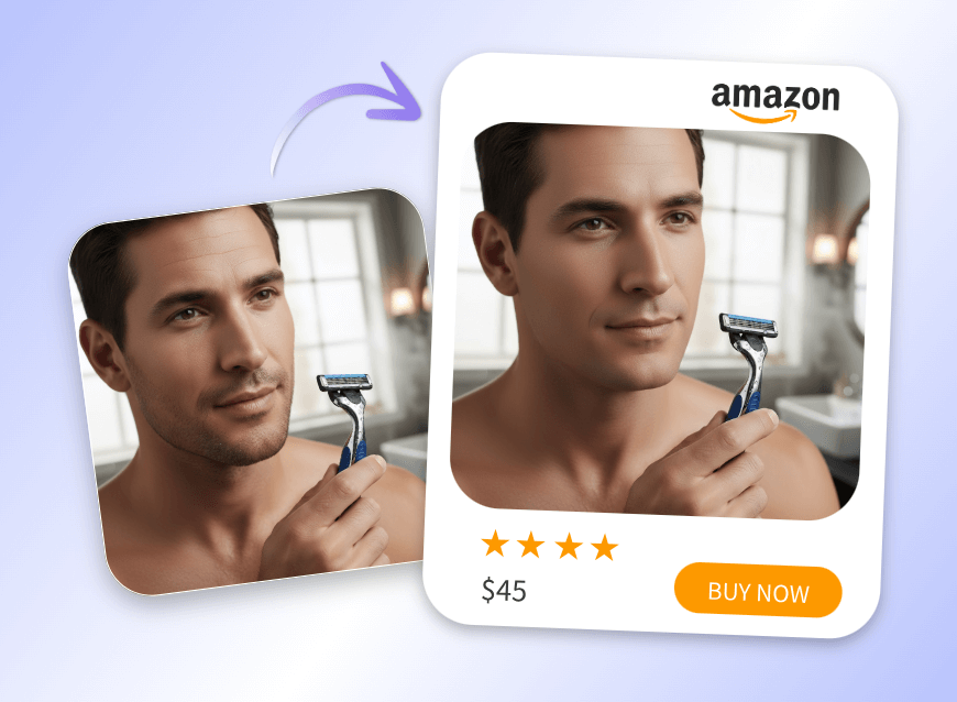 Remove a mans beard and create an ad