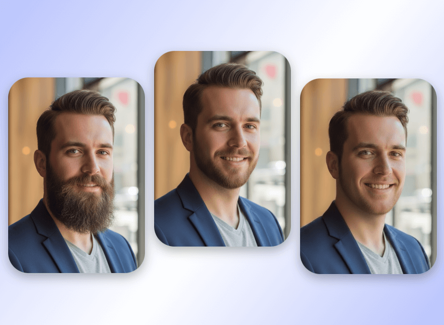 Remove a mans beard from a photo with varying intensity