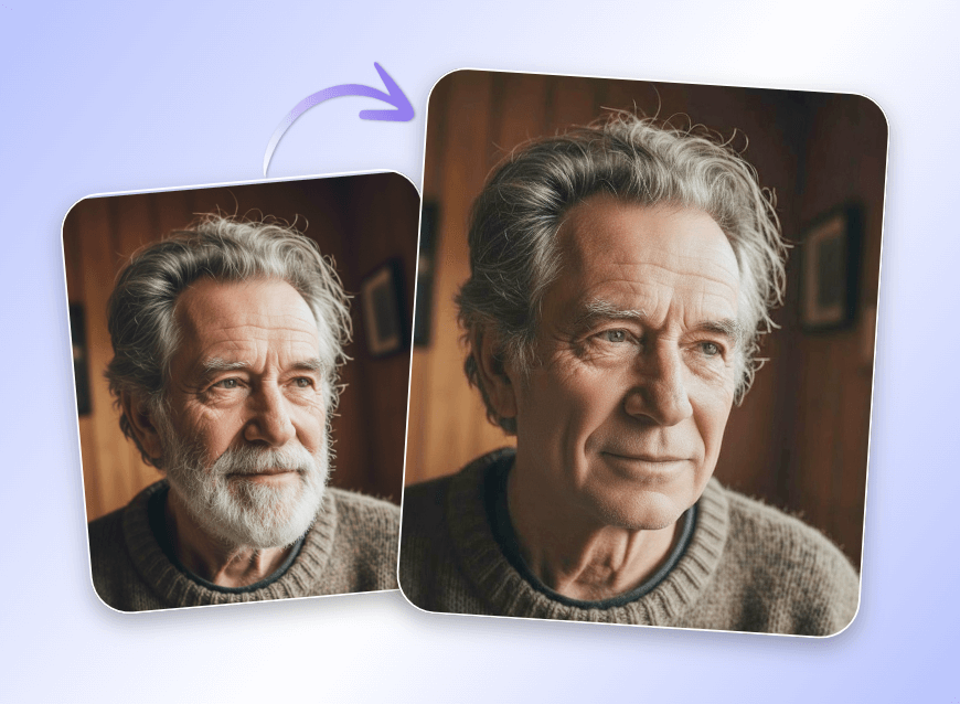 Remove an elderly mans beard to give him a more youthful appearance