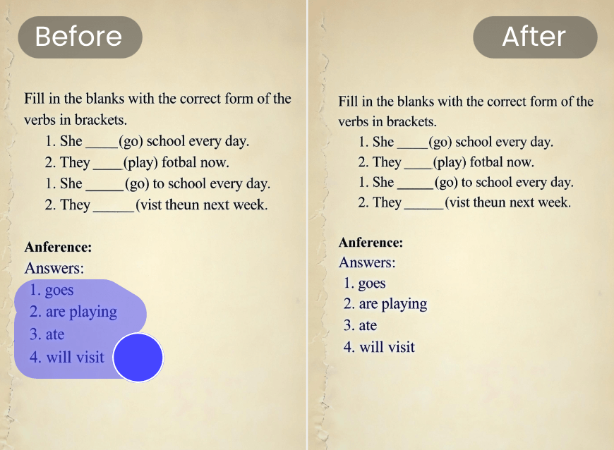 Remove answers from paper