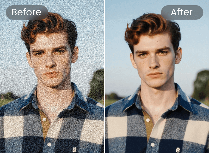 Elimina el ruido de una foto de un hombre atractivo