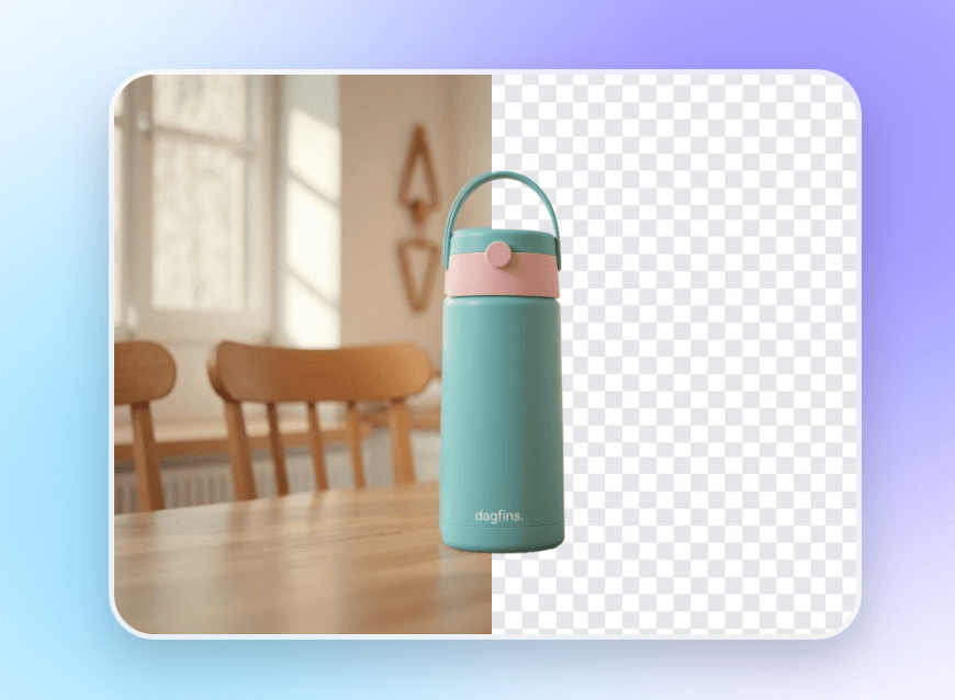 Remove the background from a water bottle image in clipfly