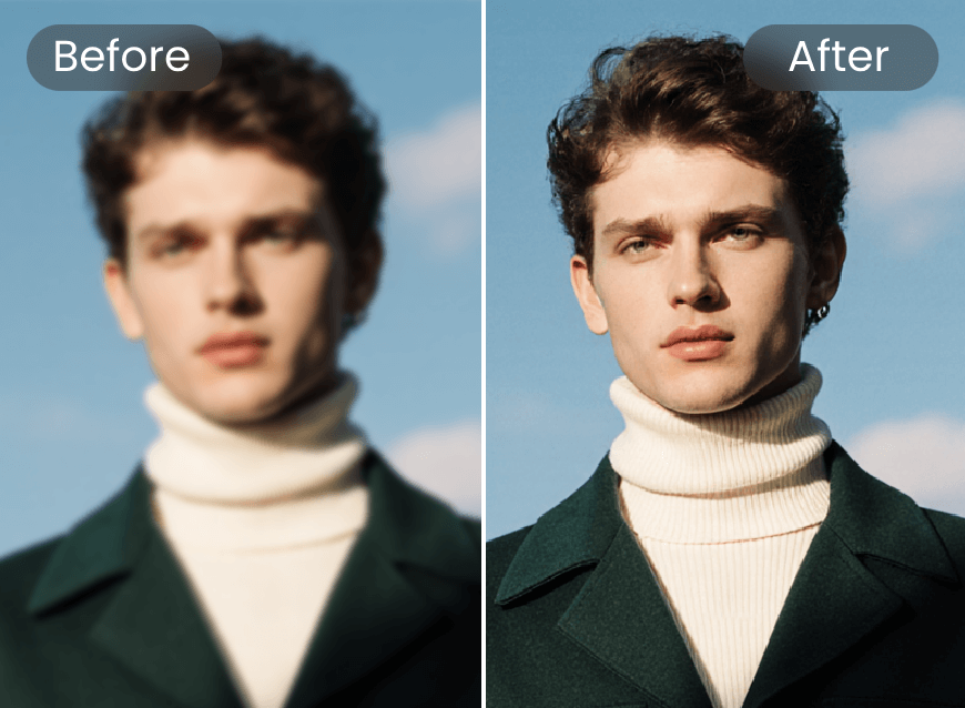 Elimina el desenfoque de una foto de un hombre atractivo