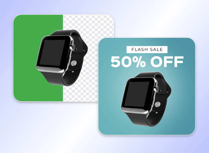 Remove the green screen from a image of a watch for creating an advertisement image