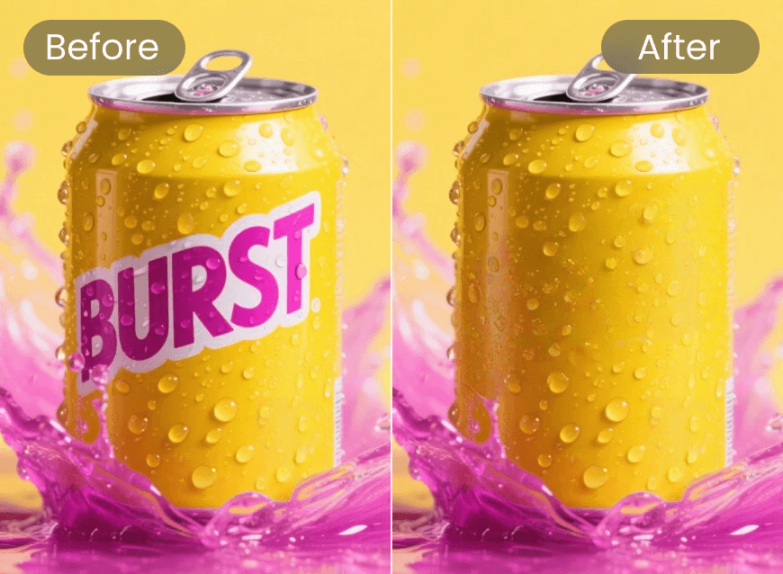 Remove the logo from an image of a soda ad with clipfly