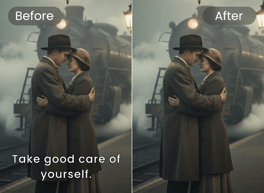 Remove watermark from a photo with subtitles using clipfly