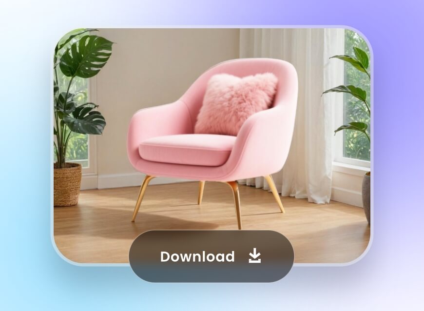 Save your new sofa image with a brand new background to your device