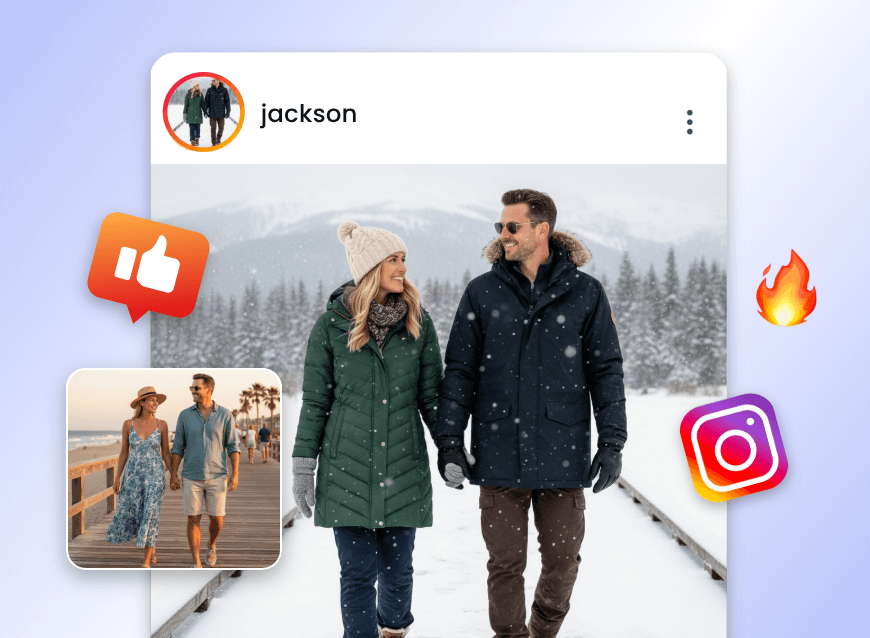 AI生成冬ビジュアルからホリデーカードを作成