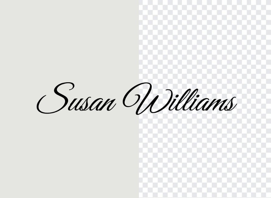 Signature image background remover featuring susan williams