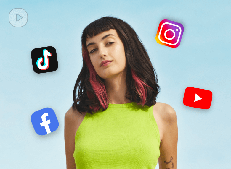 Marcador de vídeo de mídia social com uma garota