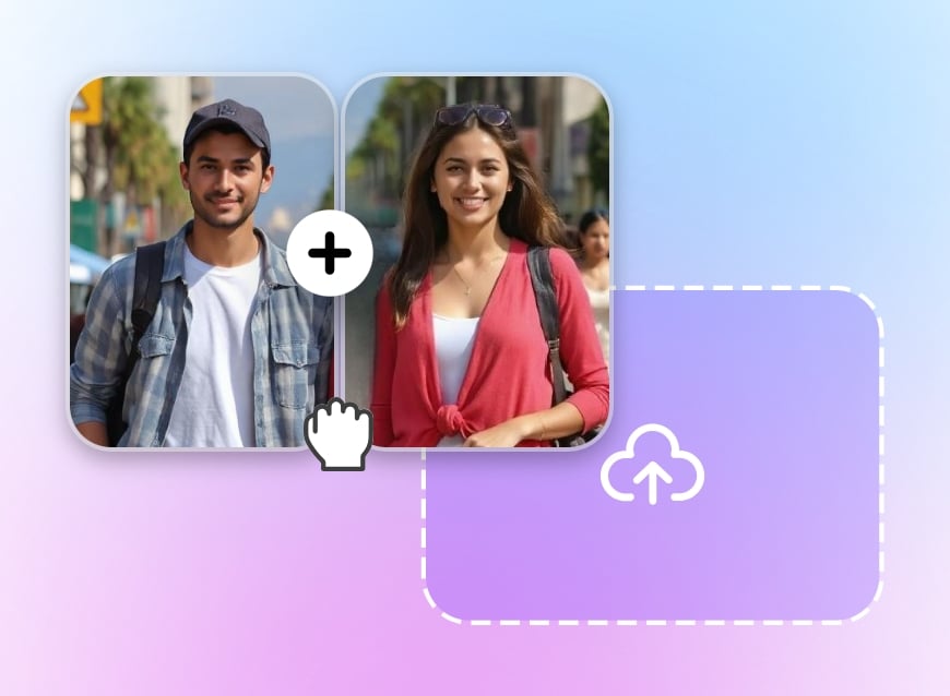 Step 1 make two people kiss by uploading two images to Clipfly AI kissing video generator