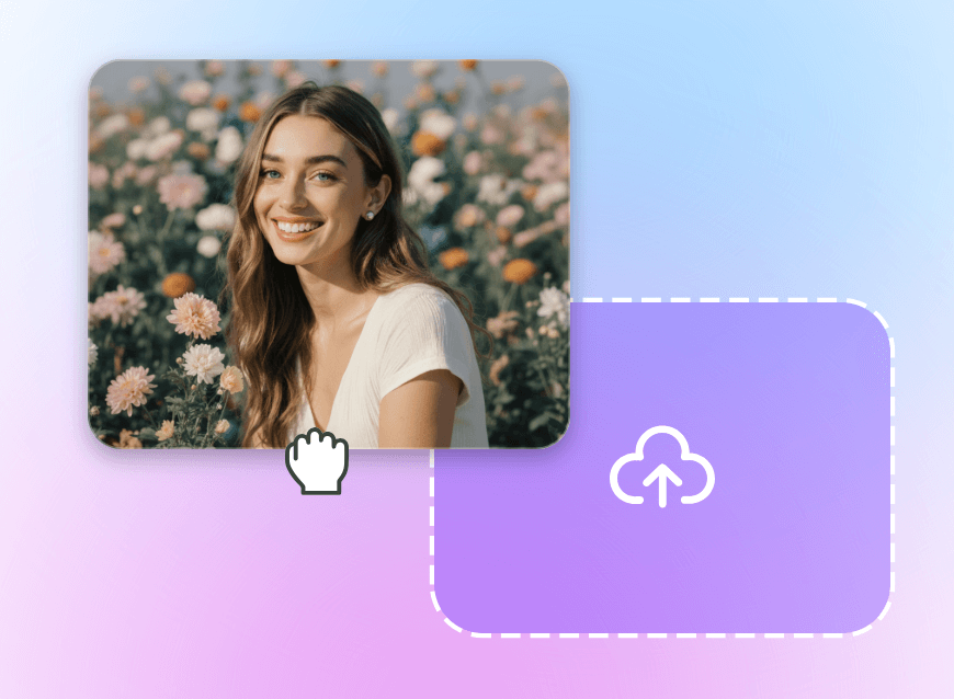 Step 1 upload a photo featuring a beautiful woman in floral background