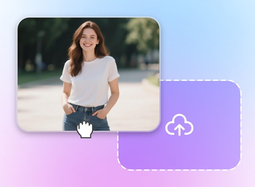 clipflyクリスマス写真加工アプリに女性のポートレートをアップロードする様子
