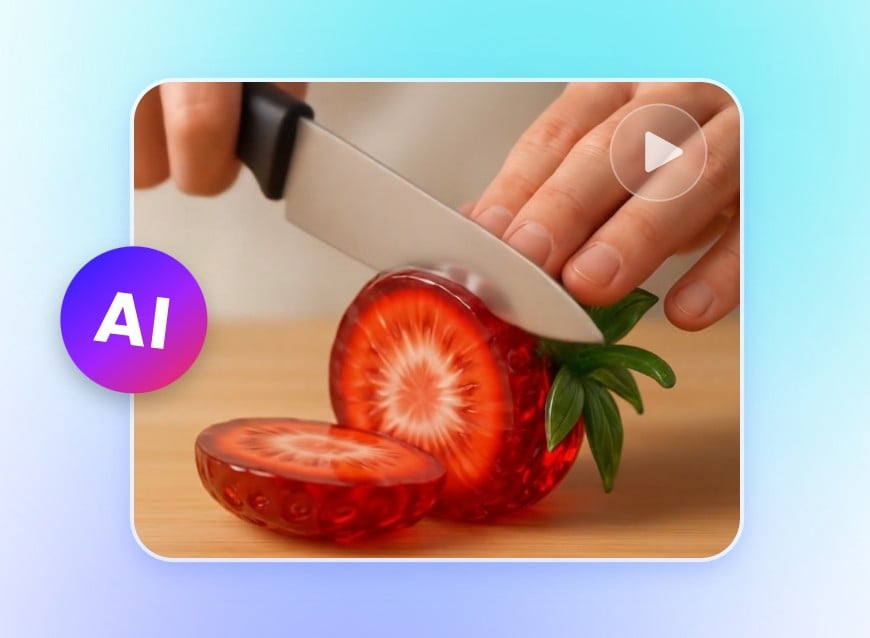 Step 2 AI generated glass strawberry cutting video example