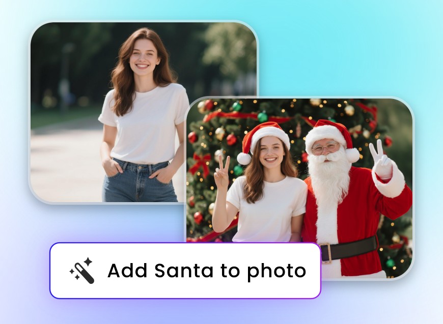写真加工でサンタクロースを追加するプロセス