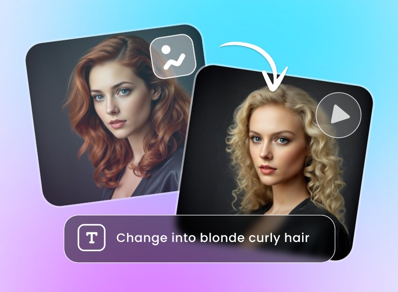 Step 2 change the hairdo into blonde curly hair