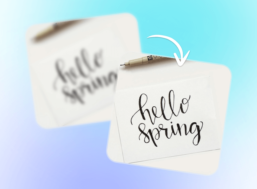 Die Clipfly KI entfernt die Unschärfe und stellt den Text im Bild wieder scharf