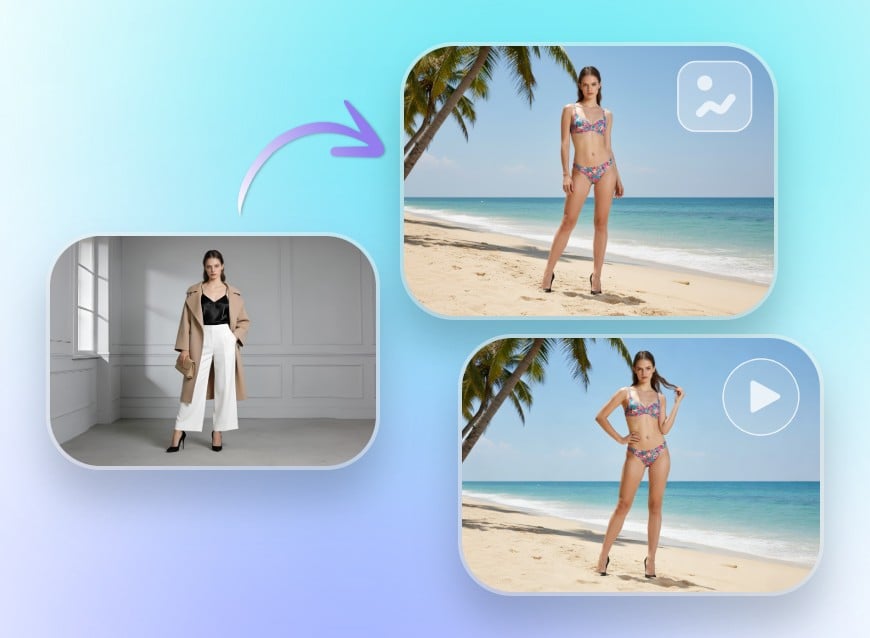 generar un video o una sesión de fotos en bikini