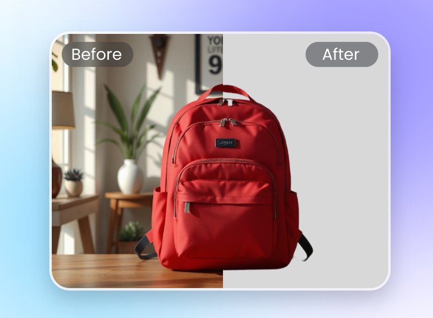 Step 2 remove image background featuring a red bag