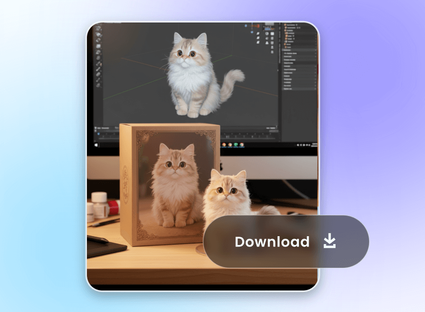 Step 3 download the AI generated cat figurine image for free