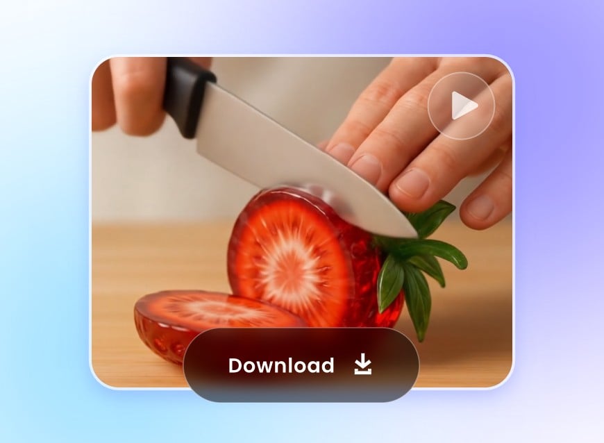 Step 3 download the AI generated glass strawberry cutting video