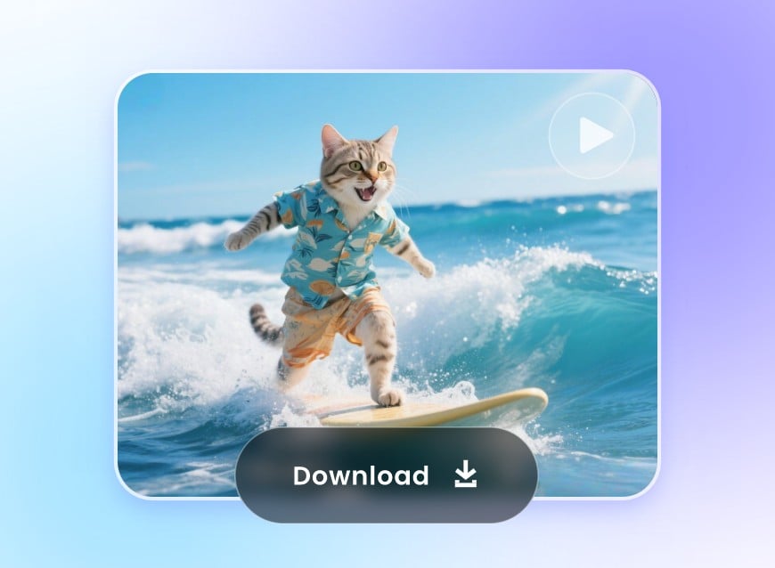 Step 3 download the AI generated surfing cat video
