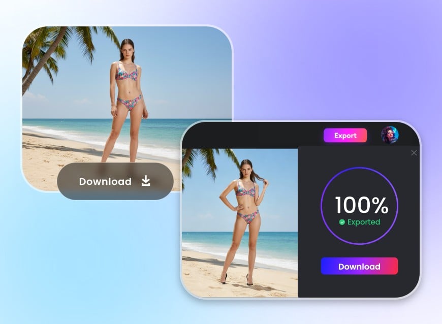 descargar la foto o el video de bikini generado por IA