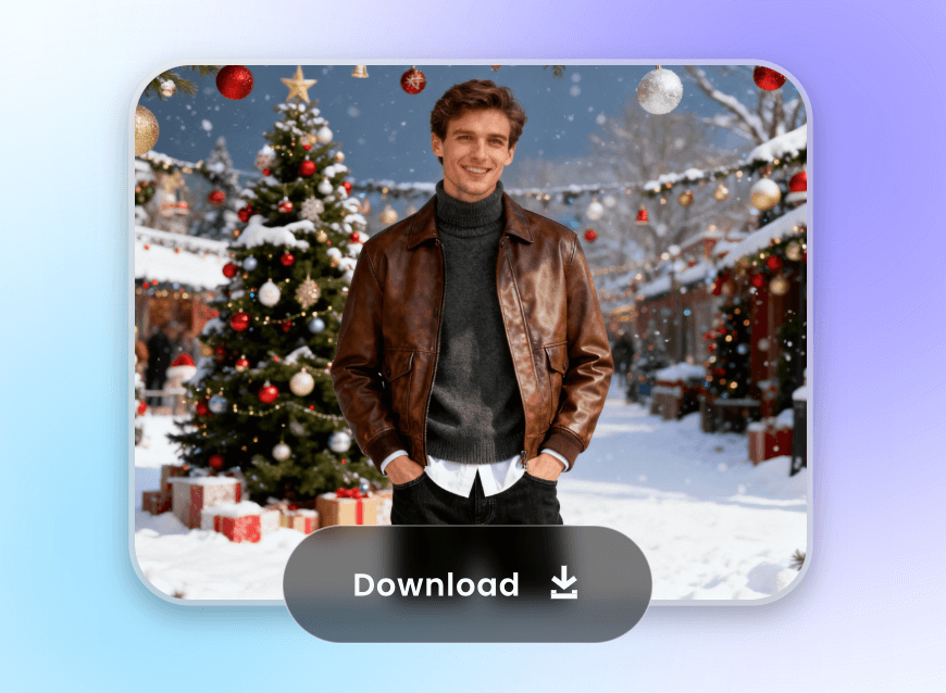 descarga la imagen generada con el fondo navideño del hombre