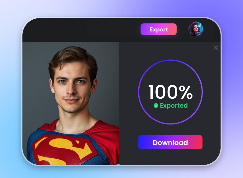Passo 3: descarregue o vídeo do Super-Homem AI transformado
