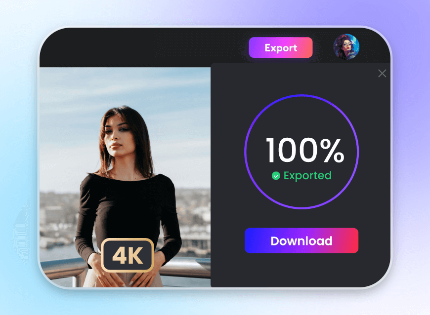 Step 3 for upscale video to 4k preview and download