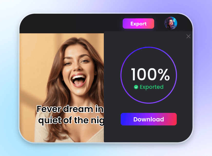Step four export the singing photo video