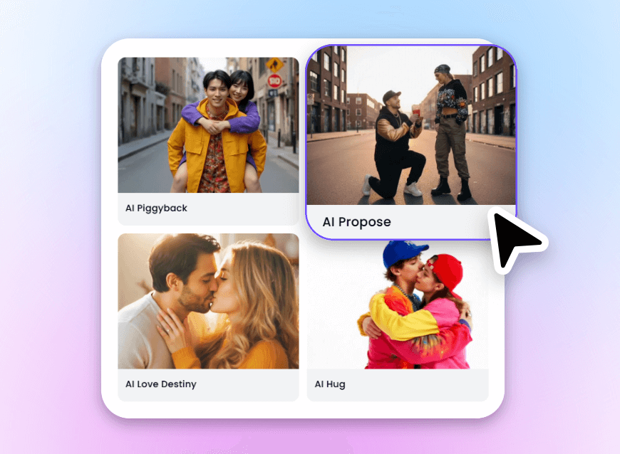 Schritt 1 Wähle eine Valentinstagsvideo-Vorlage aus dem kostenlosen Valentinstagsvideo-Maker von Clipfly