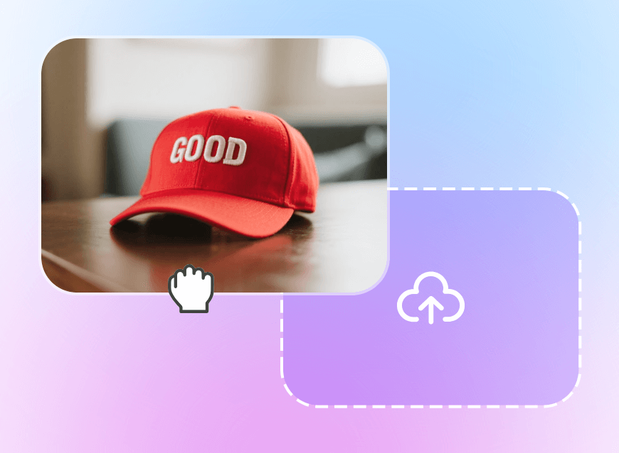 Step one uoload a image of red bucket hat to clipfly text remover