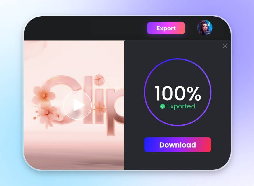 Step three the logo animation clips will be ready in seconds