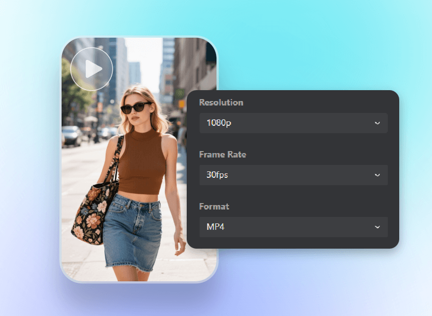 Step two adjust the frame rate resolution and format of the video