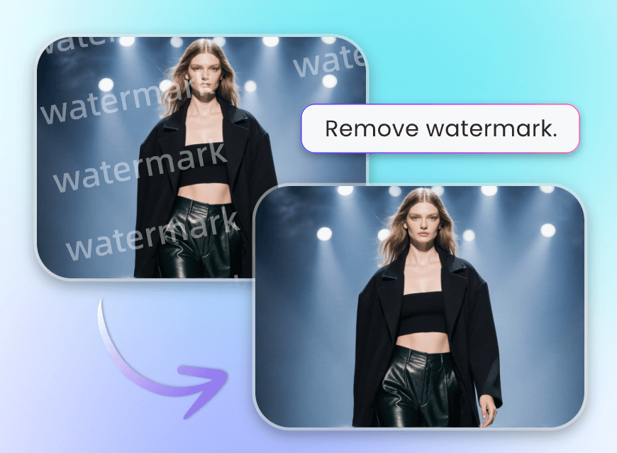 Step two enter a prompt and let the ai remove the watermark on the uploaded photo